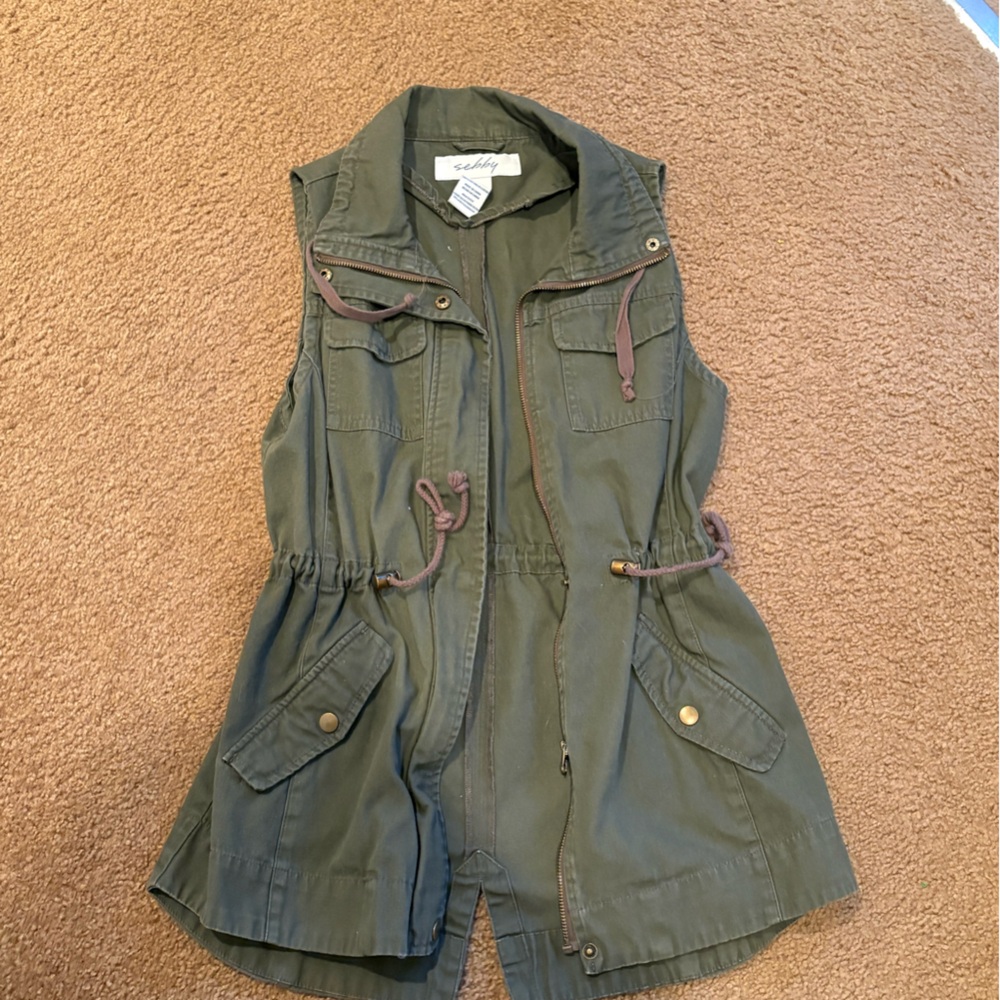 Green Utility Vest with Pockets